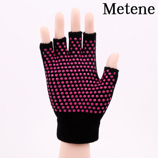 Metene 1 Pairs Non Slip Yoga Gloves Set, Women Fingerless Gym Gloves, Silicone Dot Grip Sport Gloves for Fitness Exercise Hanging Yoga Cross Fit Cycling